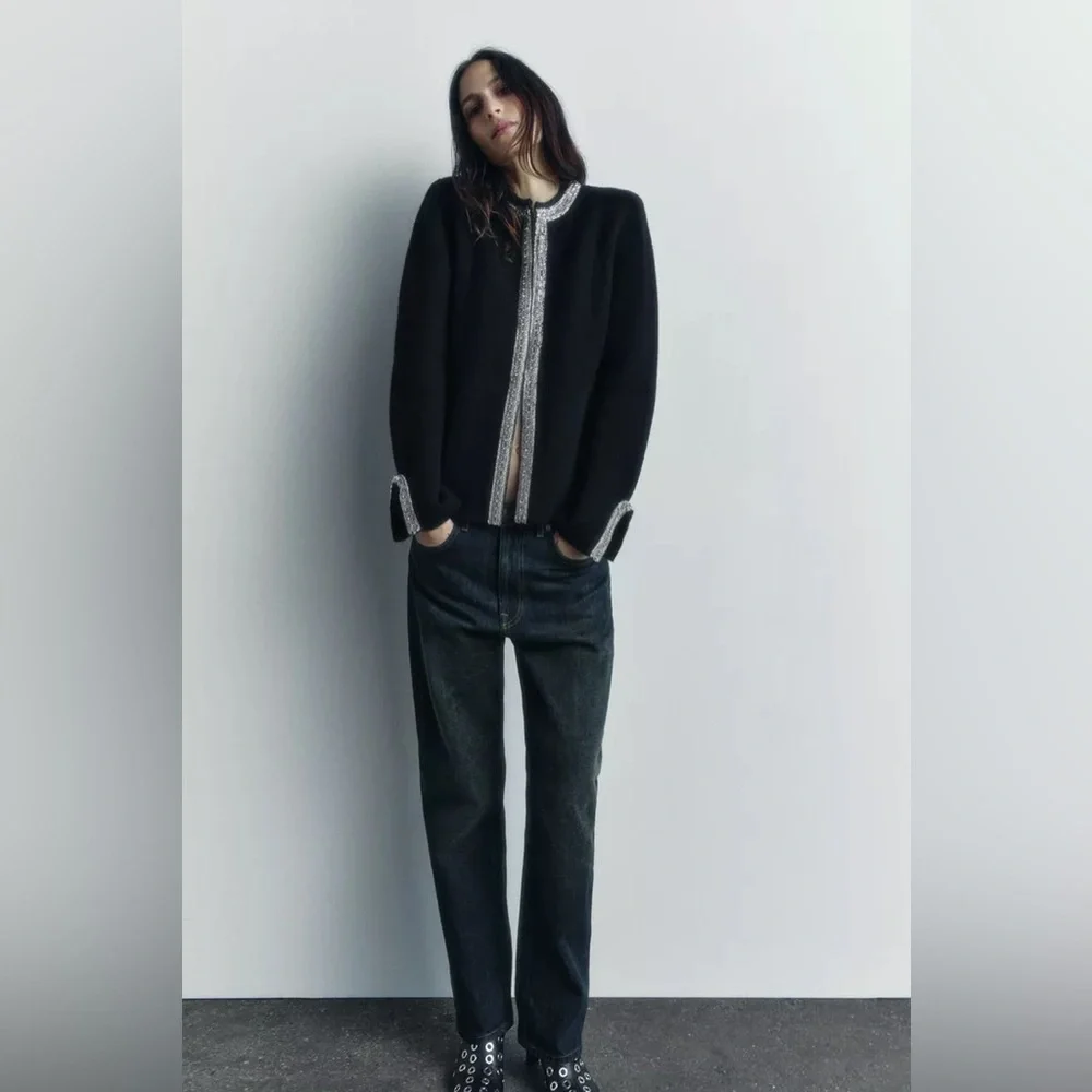 NWT Zara Jacket | ZARA 100% WOOL BEADED CARDIGAN/ JACKET (Size: M) - Picture 10 of 16